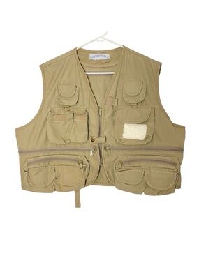 Vintage 90s Camel Vest Mens Size Large XL Unisex Tan Utility Fisher Hiker
